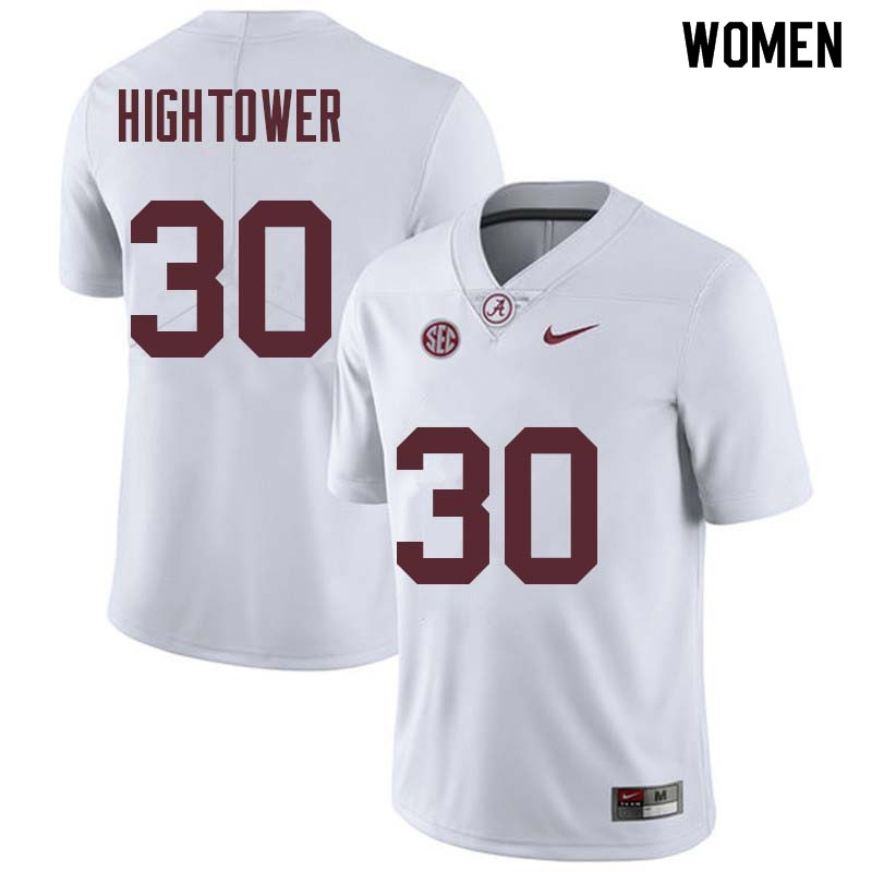 Alabama Crimson Tide Women's Dont'a Hightower #30 White NCAA Nike Authentic Stitched College Football Jersey SW16H87MA